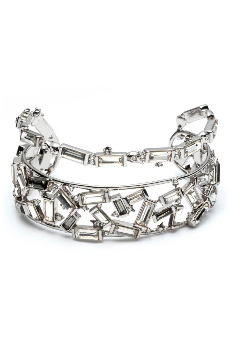 Winter Paisley Scattered Crystal Cuff, Main, color, CRYSTAL