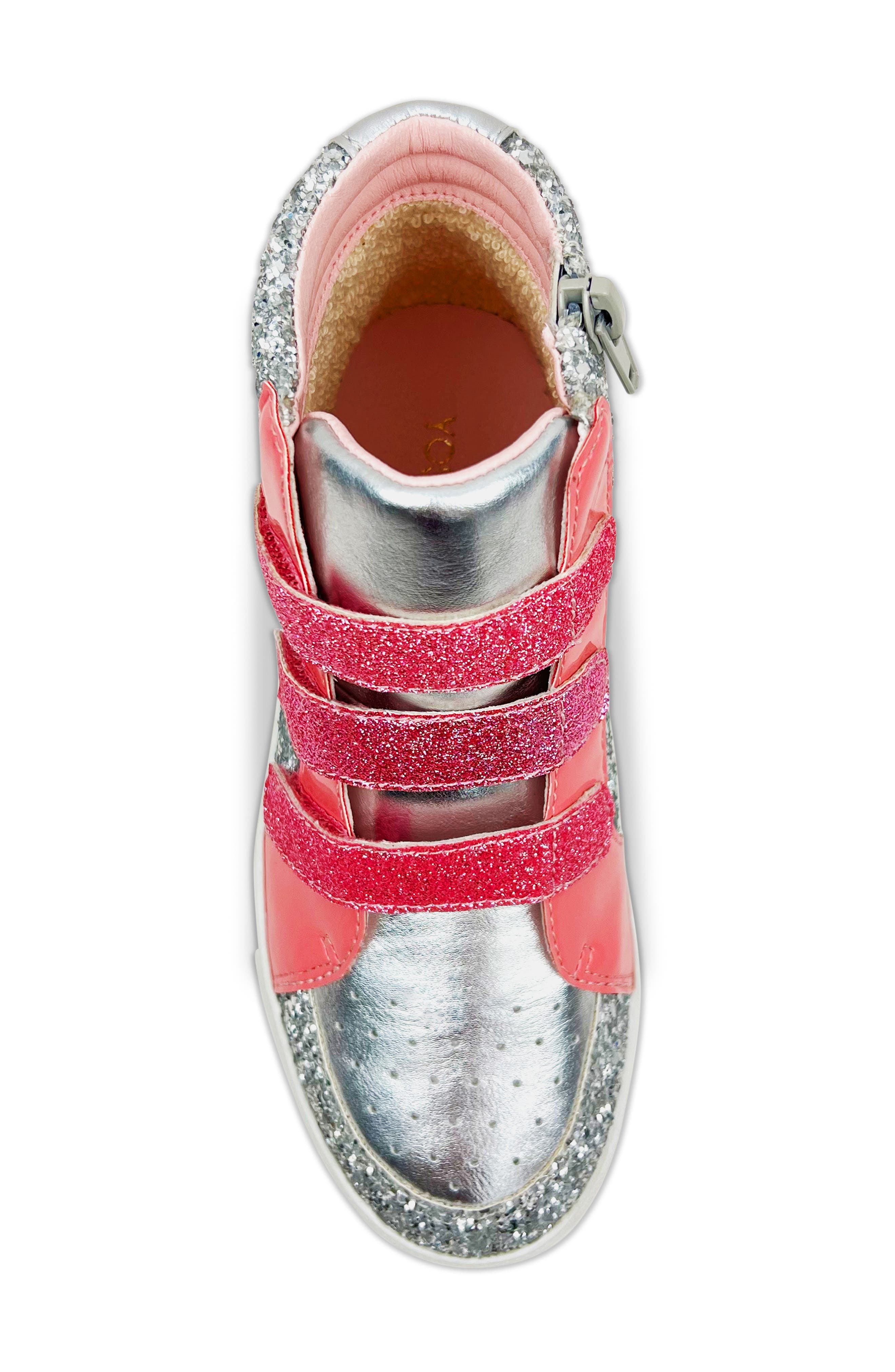 Yosi Samra Kids' Miss Hannah Sequin High Top Sneaker, Alternate, color, Pink / Silver