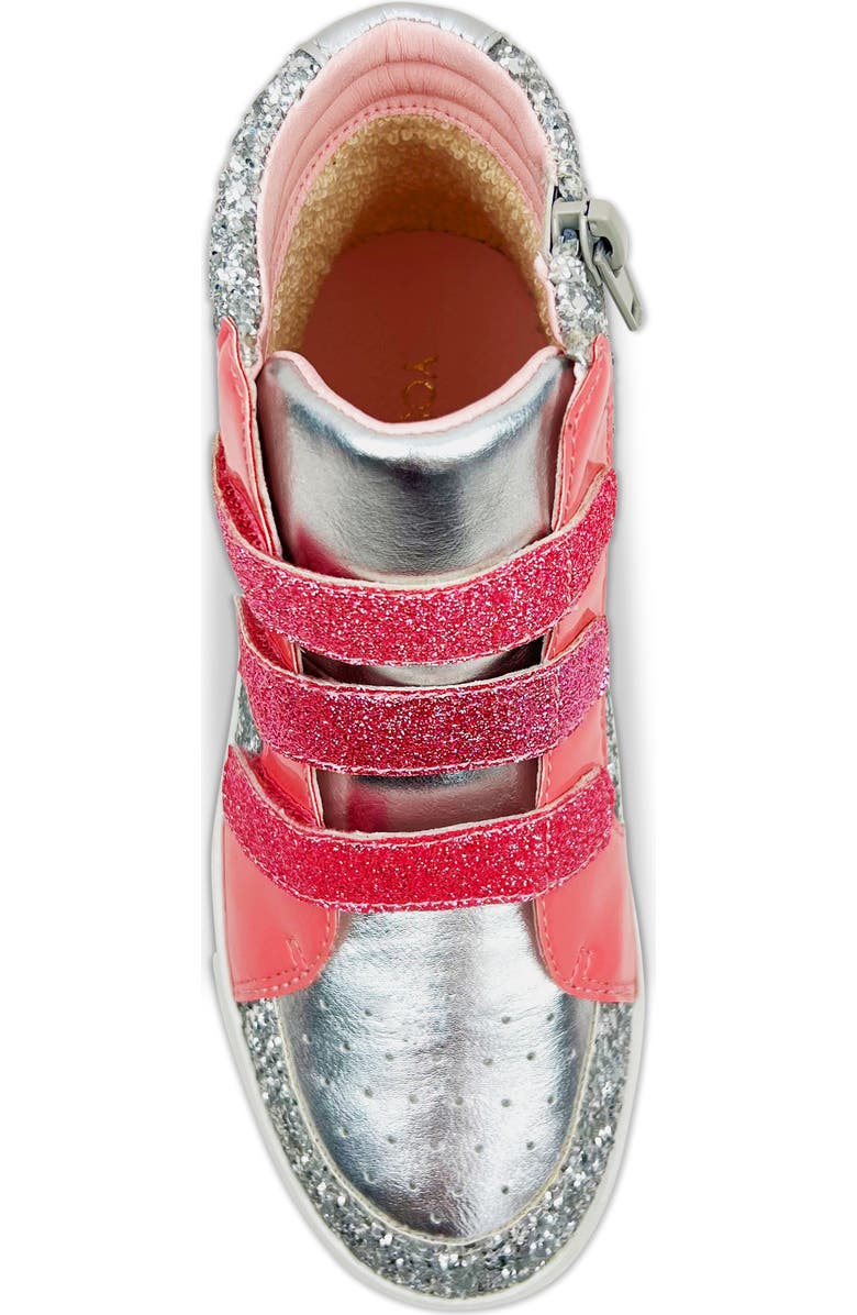 Yosi Samra Kids' Miss Hannah Sequin High Top Sneaker, Alternate, color, Pink / Silver