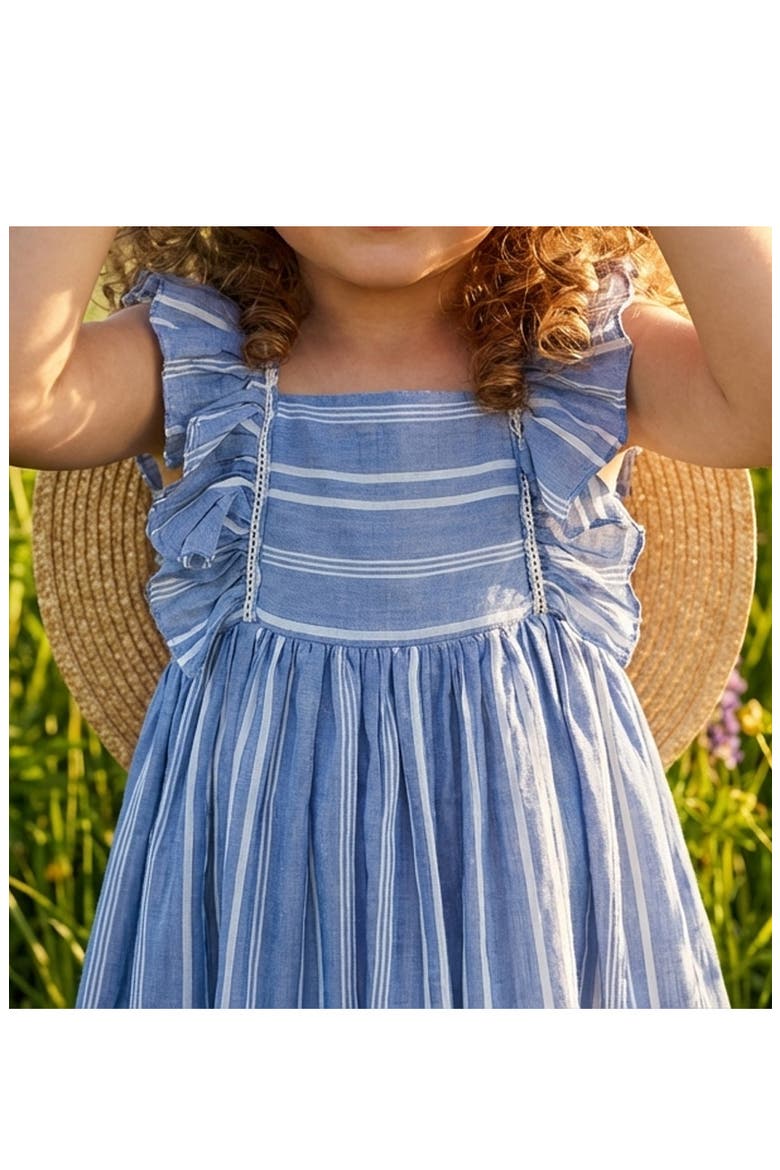 Kids' Chambray Stripe Dress, Alternate, color, BLUE