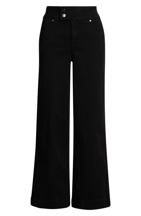 High Waist Extended Hem Wide Leg Jeans