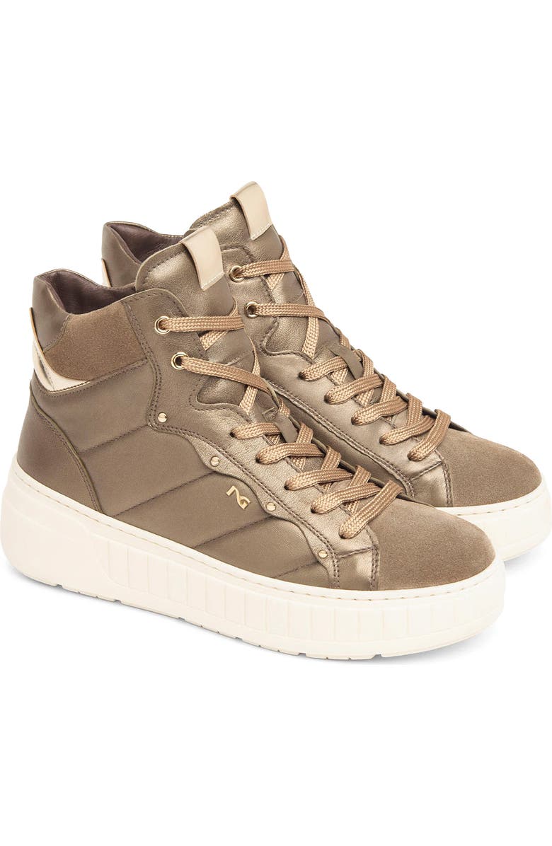 NeroGiardini Quilted High Top Sneaker, Main, color, Taupe