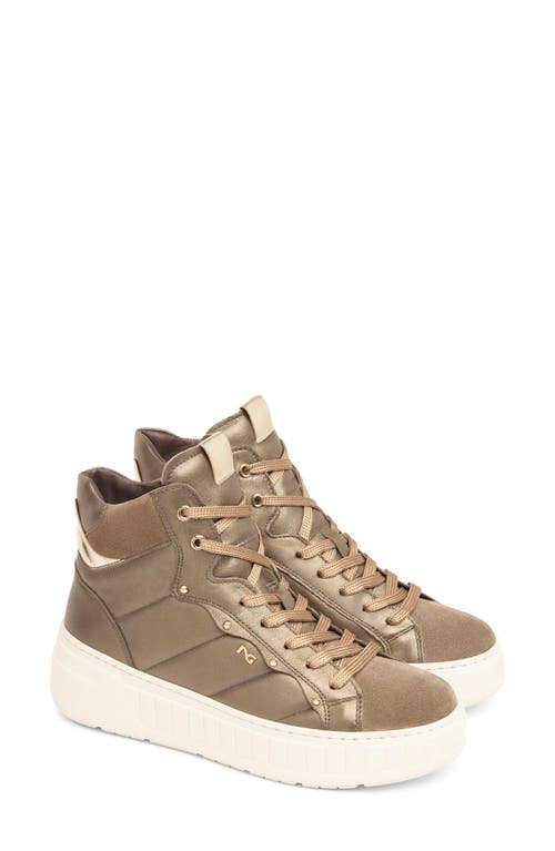Nerogiardini Quilted High Top Sneaker In Brown