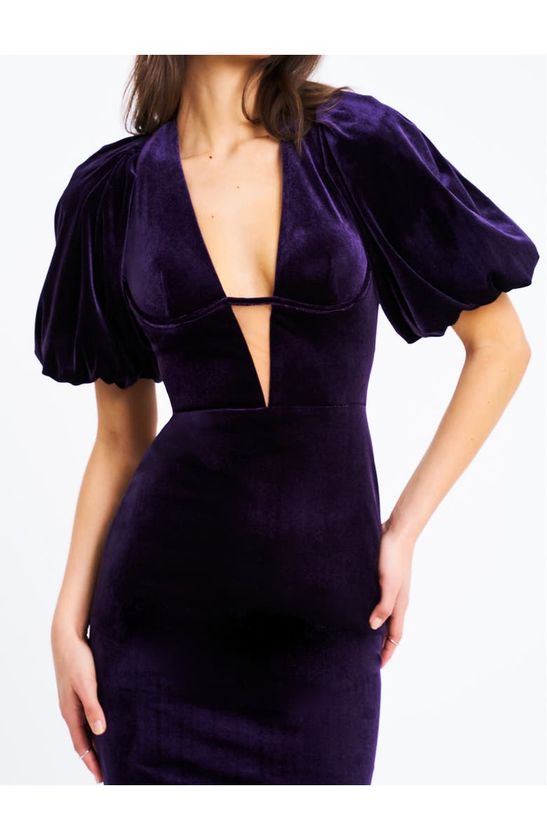 Miss Circle Coraline Velvet Bubble Sleeve Backless Maxi Dress, Alternate, color, Purple