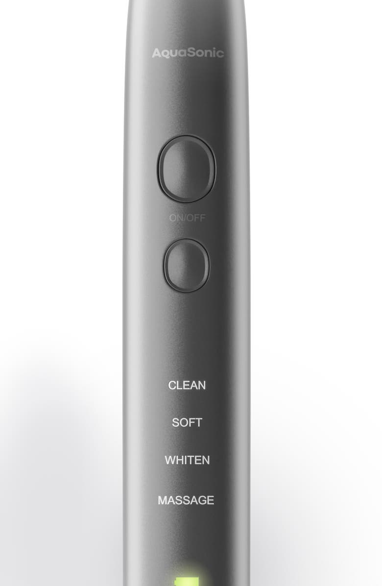 AQUASONIC VIBE Series Charcoal Gray UltraSonic Whitening Toothbrush with 8 DuPont Brush Heads & Travel Case, Alternate, color, Charcoal