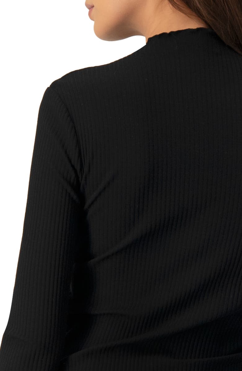 IVONNE Ribbed Long-Sleeve Top with Flared Cuffs, Alternate, color, Black