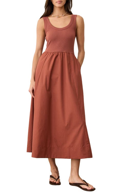 Marine Layer Gemma Mixed Media Midi Dress In Brown