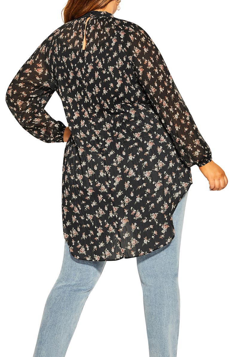 City Chic Rosebud Floral Cold Shoulder Top, Alternate, color, 