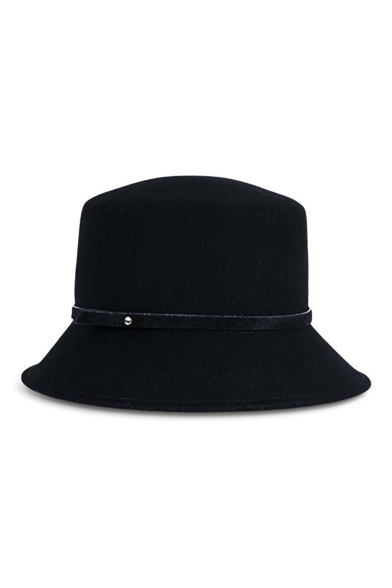 Jonah Water Resistant Wool Bucket Hat, Main, color, BLACK