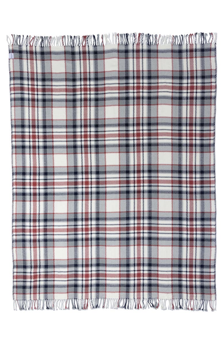 InfuseZen Plaid Lightweight Turkish Throw Blanket, Main, color, White