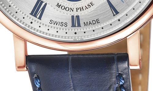 Gv2 Maestro Croc Embossed Leather Strap Watch, 42mm In Blue