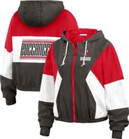 WEAR by Erin Andrews Women's WEAR by Erin Andrews Red Tampa Bay Buccaneers Color Block Full-Zip Windbreaker Jacket