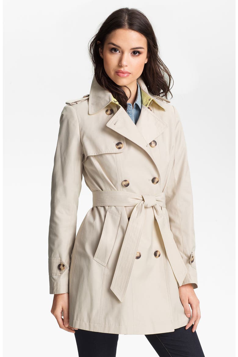 Pleat Back Trench Coat, Main, color, MUSLIN YELLOW