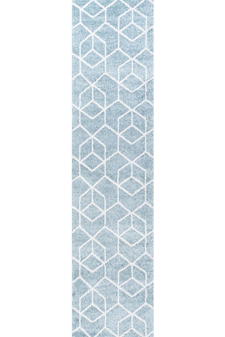 Tumbling Blocks Modern Geometric Area Rug, Alternate, color, Light Blue/White