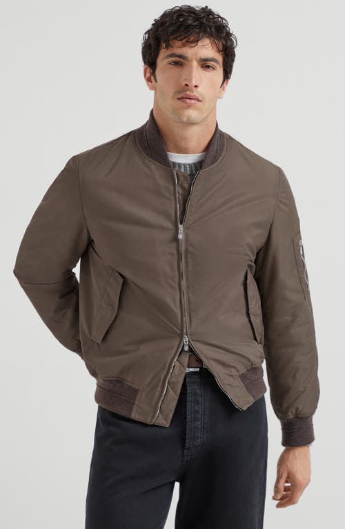 Brunello Cucinelli Bomber Jacket With Padding In Brown