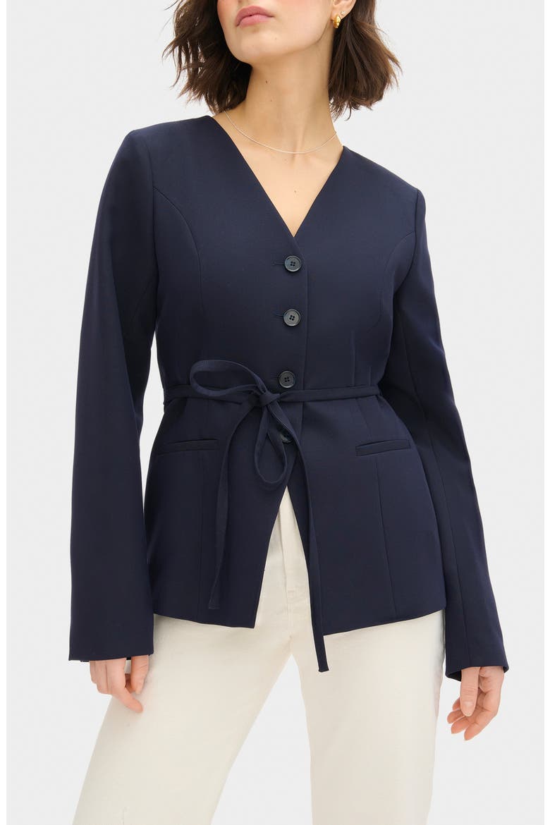 Parker Collarless Jacket, Main, color, NAVY