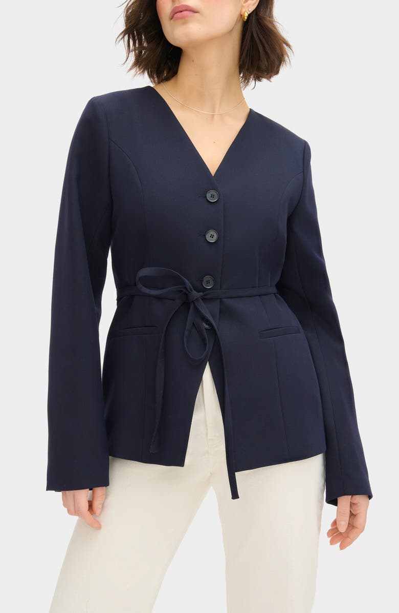 ALIGNE Parker Collarless Jacket, Main, color, Navy