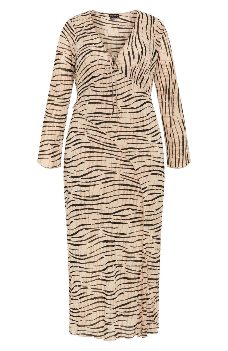 City Chic Anthea Zebra Print Long Sleeve Maxi Dress, Alternate, color,