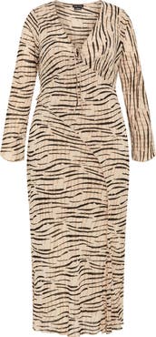 City Chic Anthea Zebra Print Long Sleeve Maxi Dress