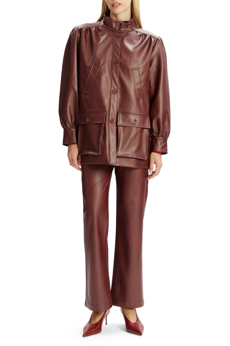 Clements Boxy Faux Leather Jacket, Alternate, color, BURGUNDY