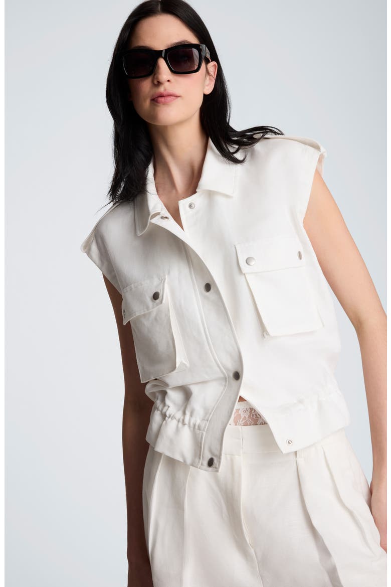 Linen Blend Cargo Vest, Alternate, color, PURE WHITE