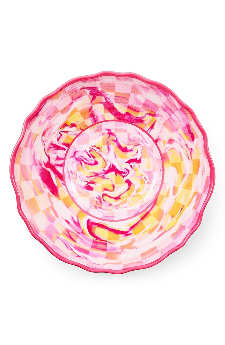 MACKENZIE CHILDS Pink Marble Check Melamine Serving Bowl, Alternate, color, Pink