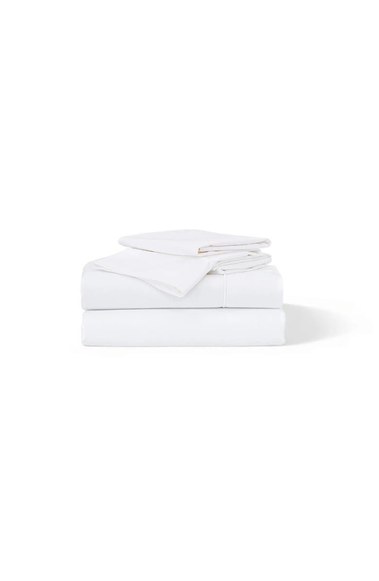 Ela Lane USA Classic Percale Embroidered Sheet Set, Main, color, White