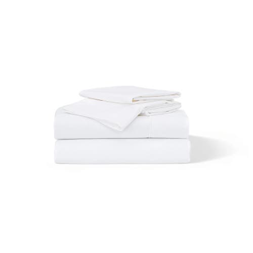 Ela Lane Usa Classic Percale Embroidered Sheet Set In White