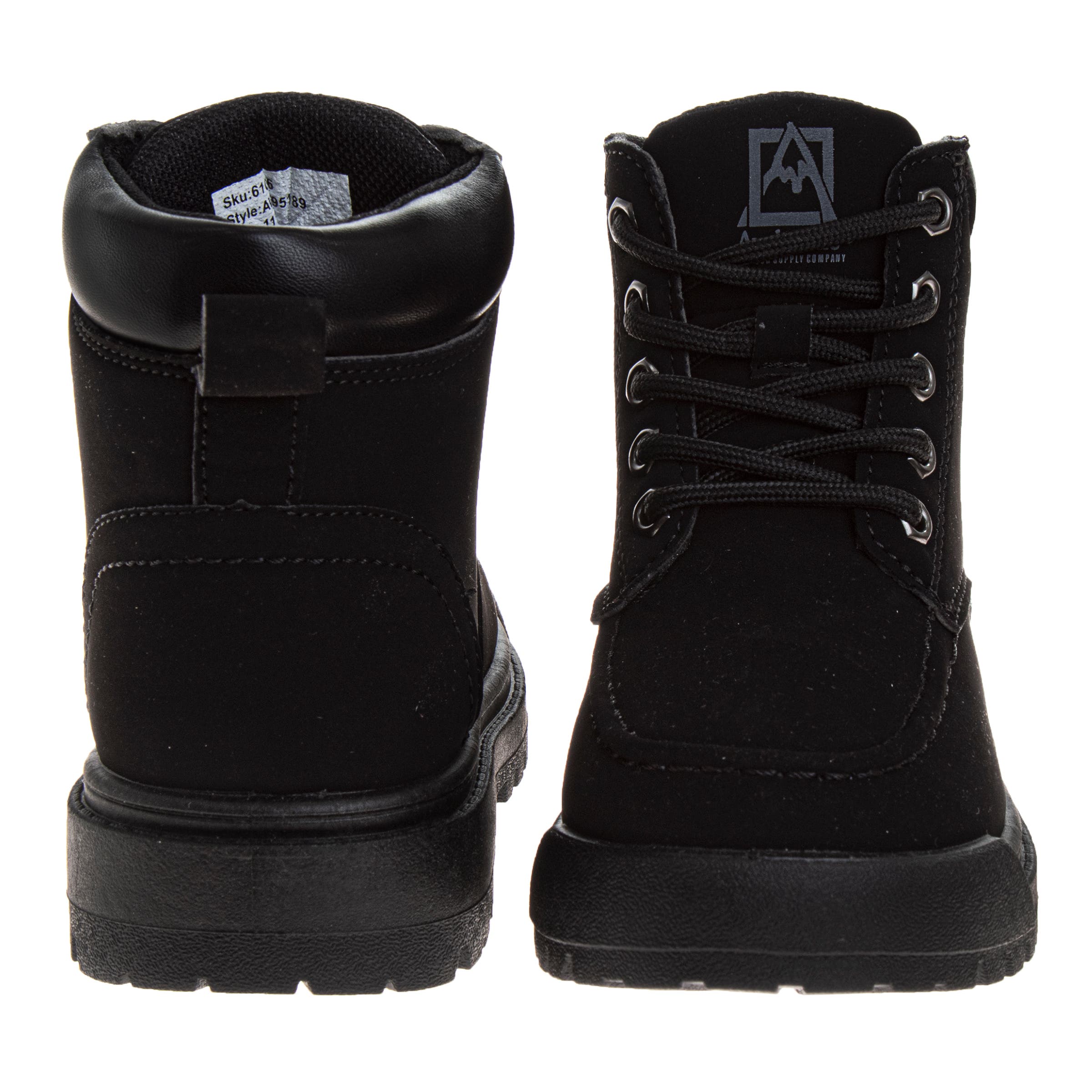 AVALANCHE Lace Up Boots Boys  Durable Rugged Outdoor Work Boot Style High Traction Sole, Alternate, color, Black