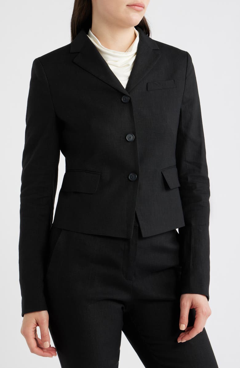 BOSS Jori Linen Blend Jacket, Alternate, color, Black