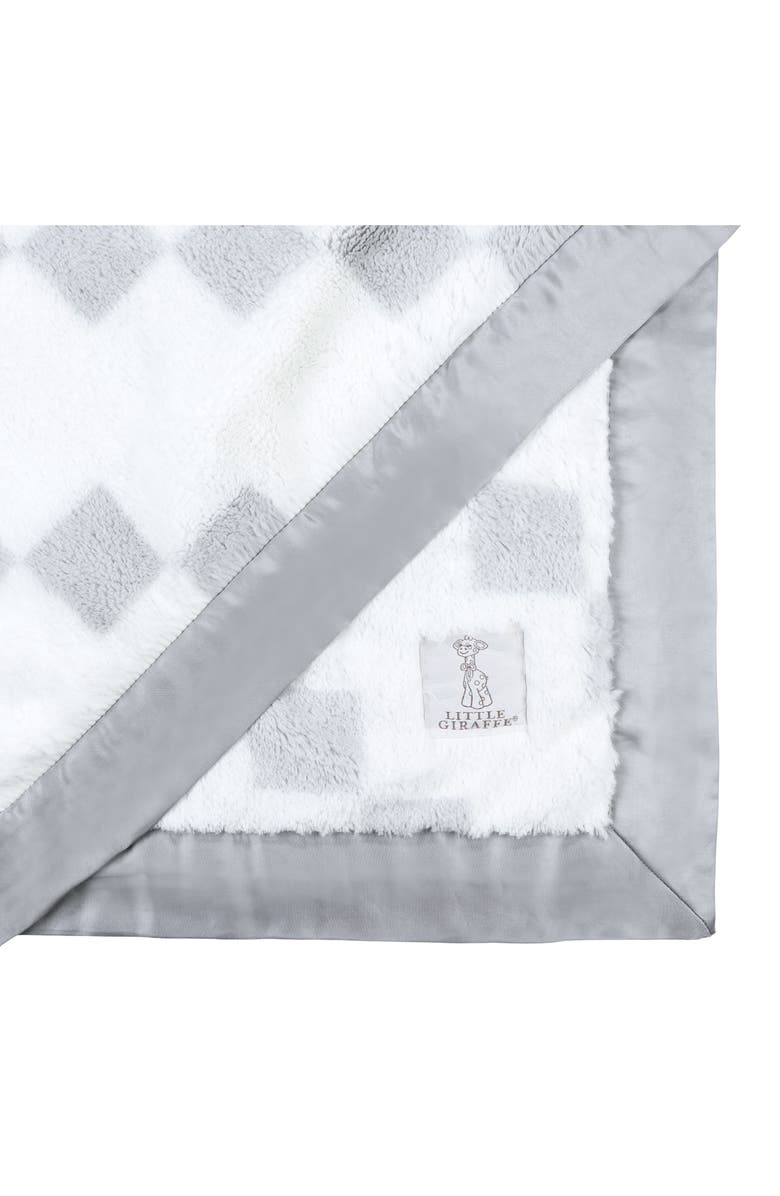 Little Giraffe Stairway Luxe Strand Faux Fur Blanket, Alternate, color, Silver