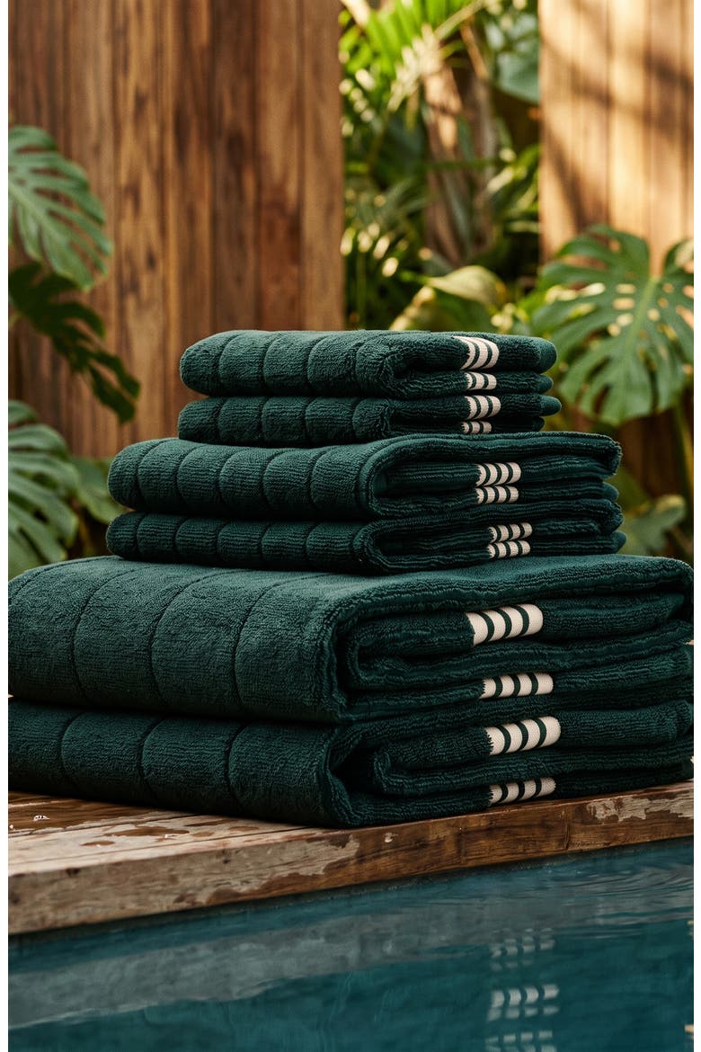 Nautilus 6-Piece Bath Towel Standard Set, Alternate, color, Verdant / Ecru