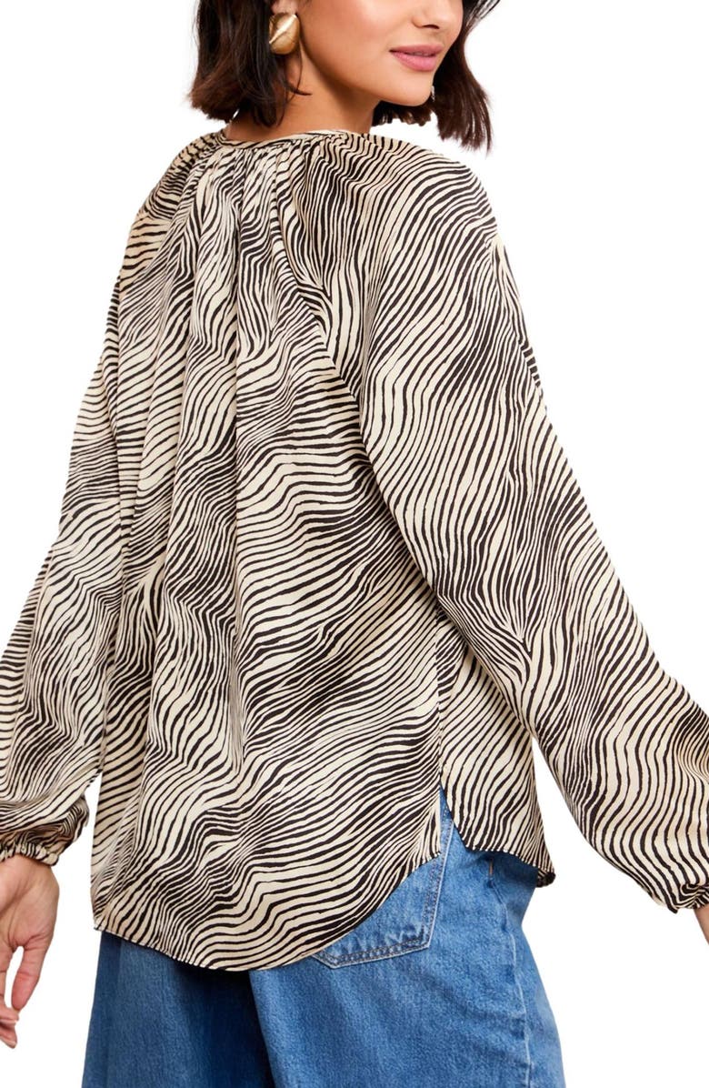 Friends Like These Mono Print Tie Neck Top, Alternate, color, 