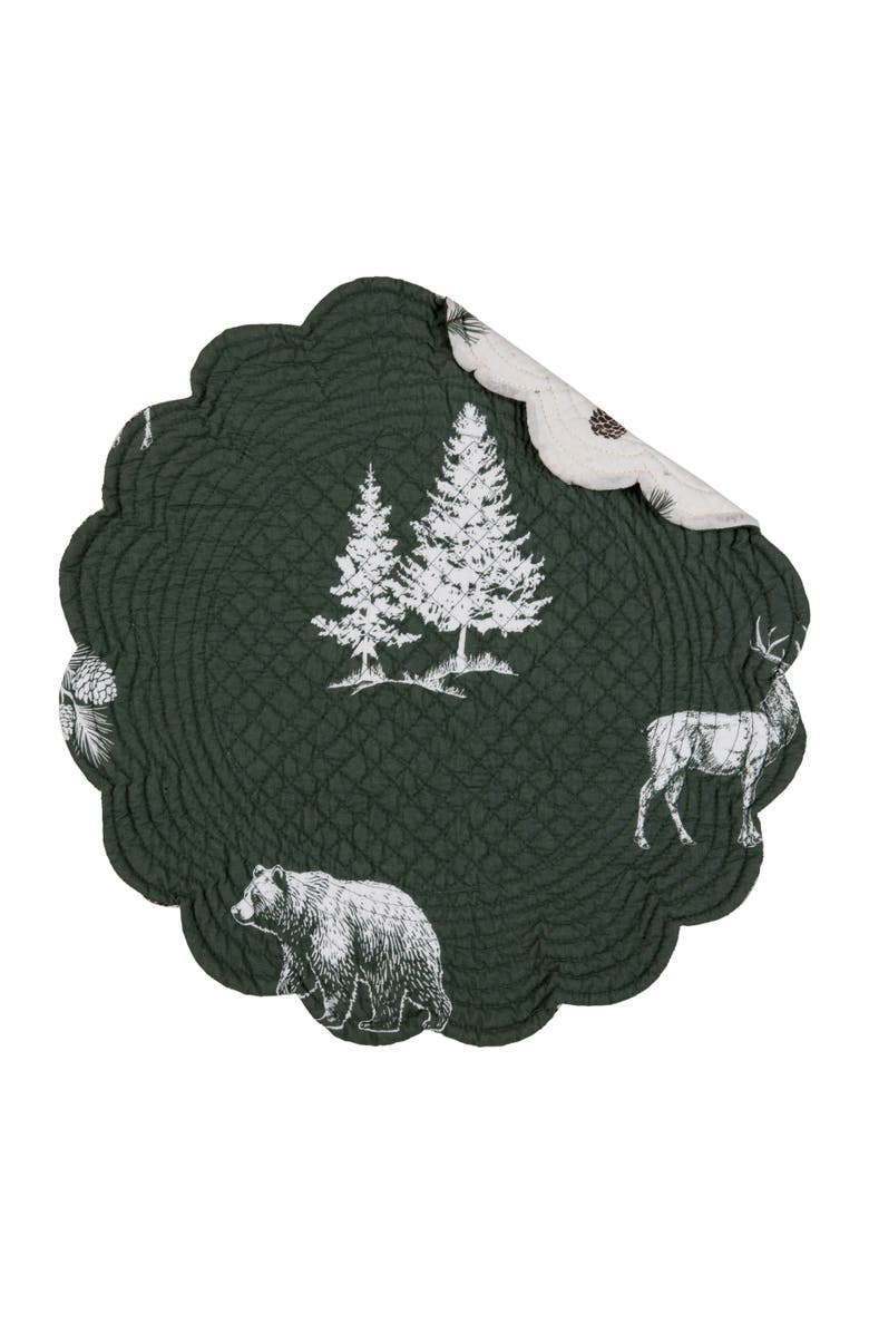 C&F Home Fernwood Forest 100% Cotton Quilted Set of 6 Placemats 17", Alternate, color, White