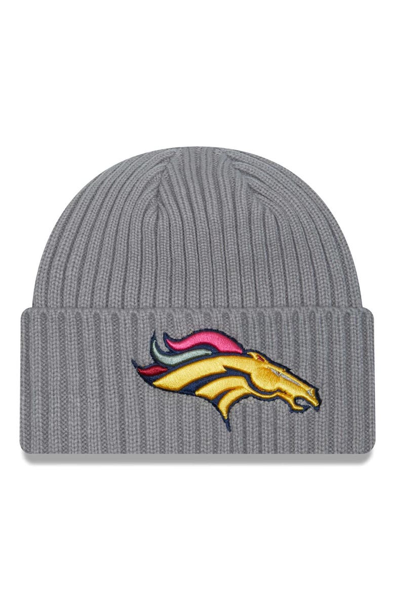 New Era Men's New Era  Gray Denver Broncos Color Pack Multi Cuffed Knit Hat, Main, color, 