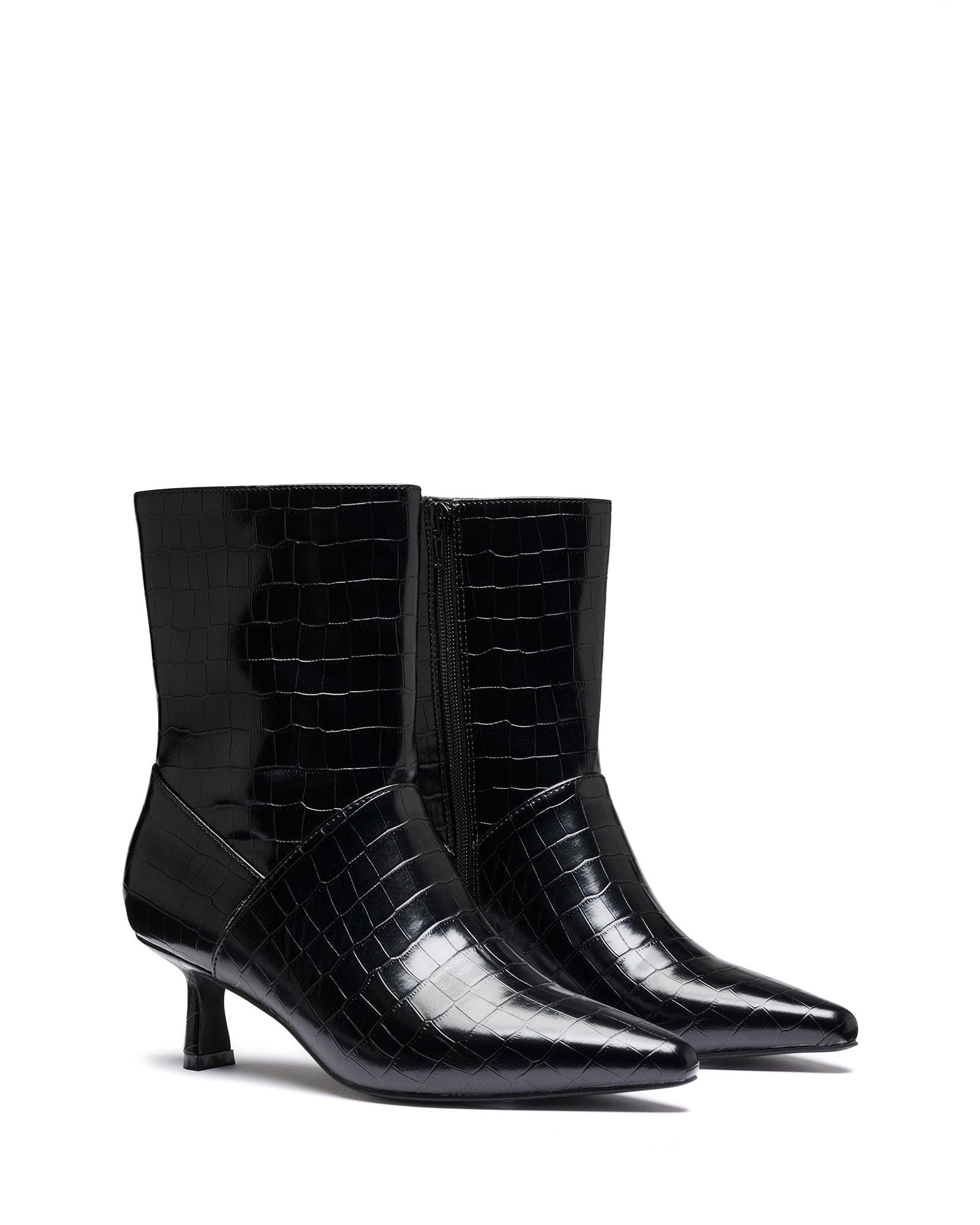 Therapy Australia Kacee Pointed Toe Ankle Bootie, Main, color, Black Croc