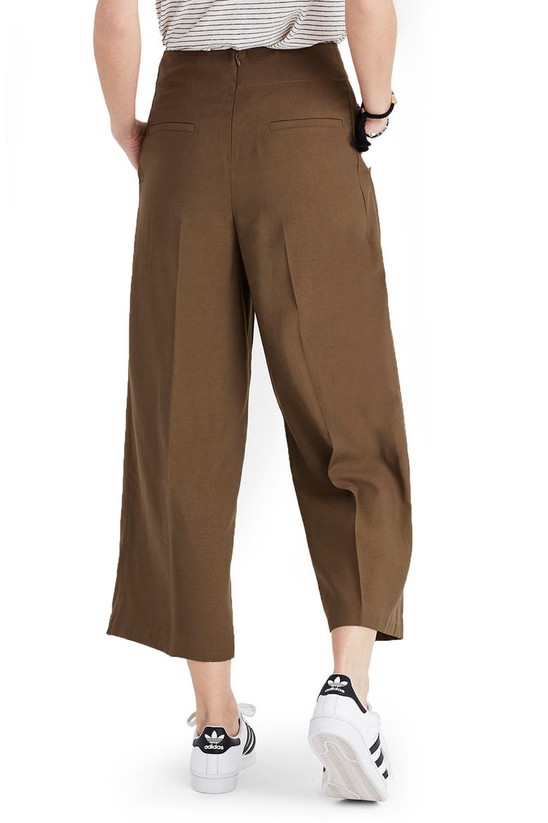 Tie Front Wide Leg Pants, Alternate, color, BURNT OLIVE