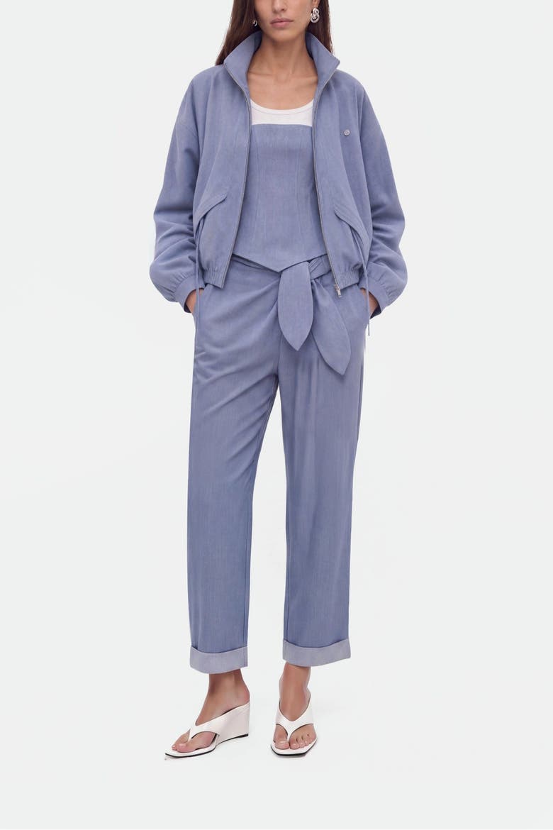 Textured Straight Leg Trousers, Alternate, color, Blue