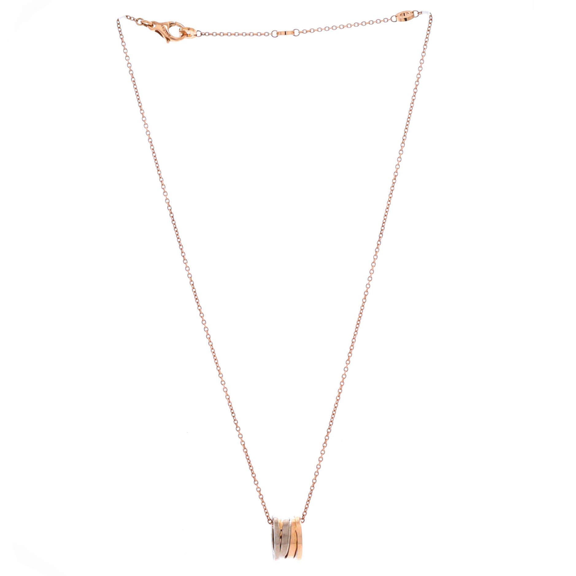 B.Zero1 Pendant Necklace 18K Rose Gold and 18K White Gold, Alternate, color, Metallic Gold