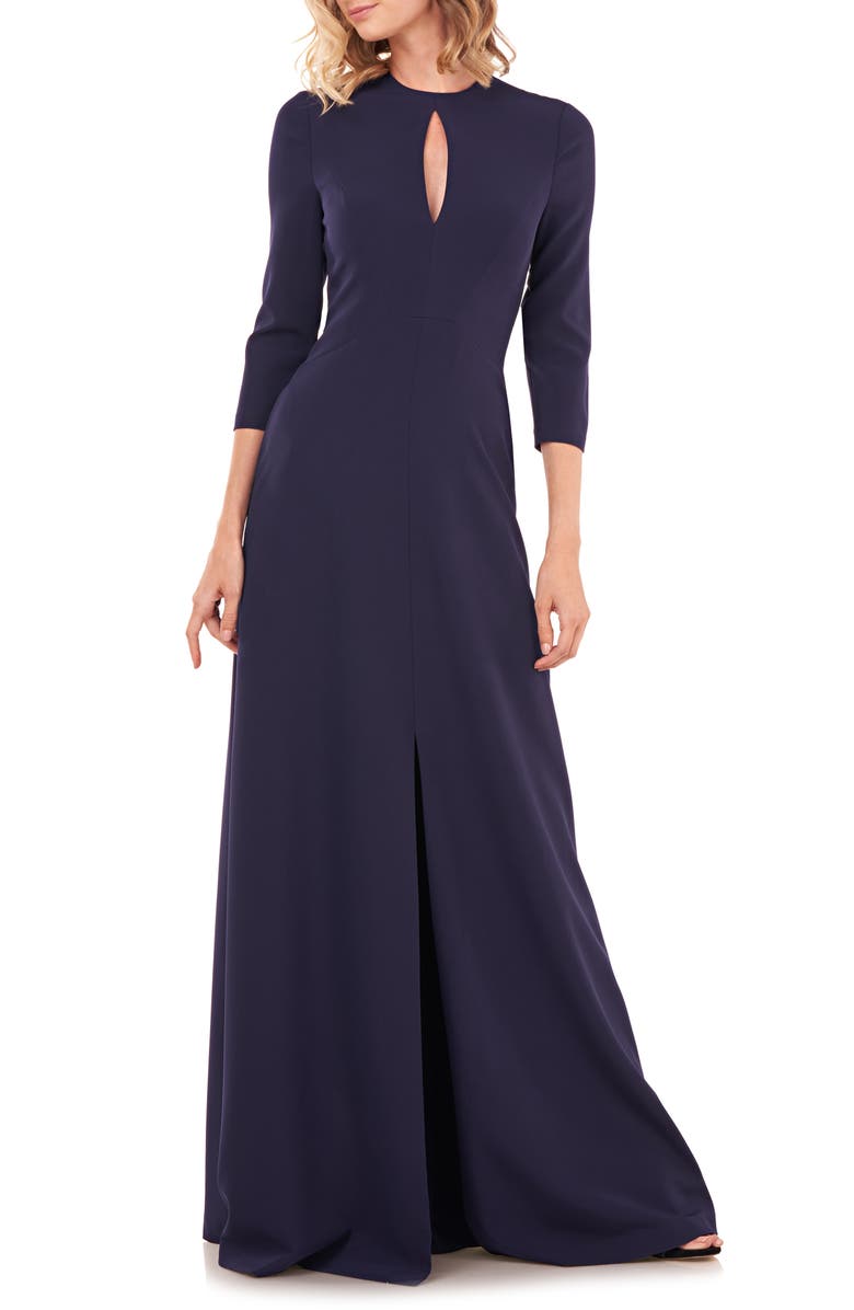 Kay Unger Hannah Stretch Crepe A-Line Gown, Main, color,