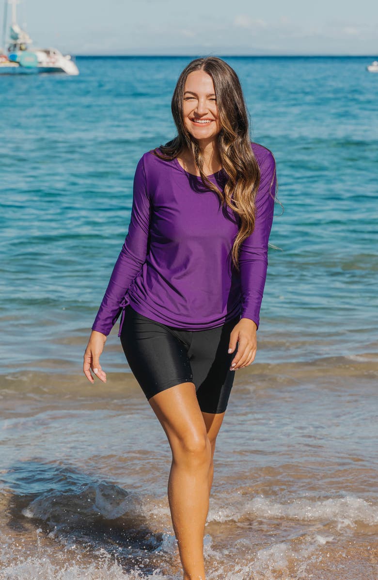 Calypsa Mid-Thigh Swim Shorts, Alternate, color, Black