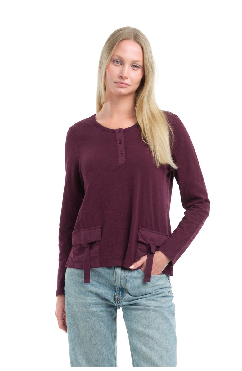 WILT Clothing U-Neck Button Placket Tee, Alternate, color, Kambaba