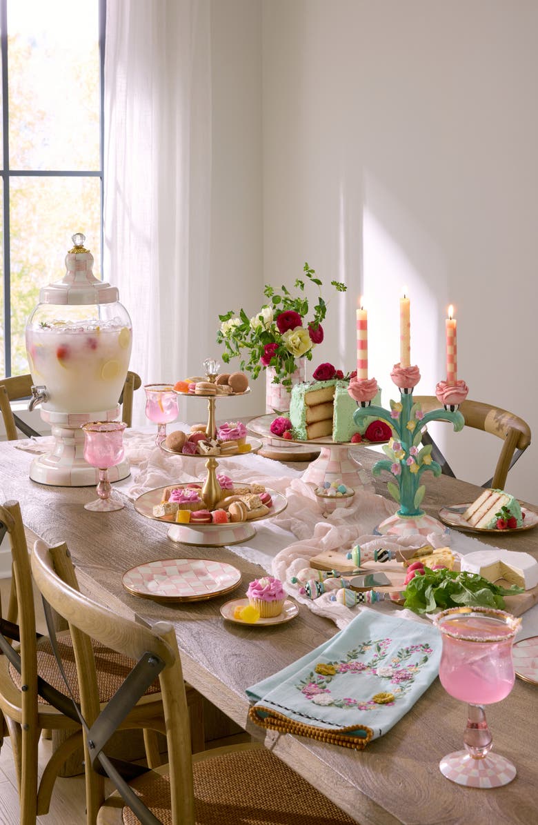 MACKENZIE CHILDS Floral Bunny Embroidered Dish Towel, Alternate, color, Blue