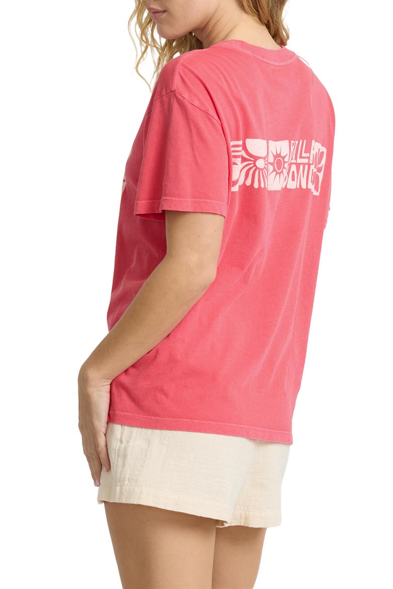 Waves and Flowers Cotton Graphic T-Shirt, Alternate, color, ROUGE RED