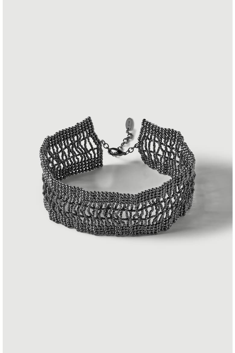 Sterling Silver wide choker, Main, color, Silver