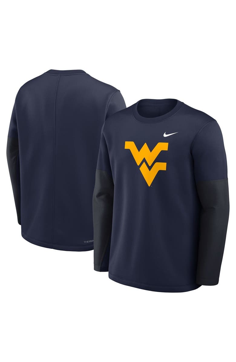 Nike Men's Nike Navy West Virginia Mountaineers 2025 Sideline Coach Performance Long Sleeve T-Shirt, Alternate, color, Navy