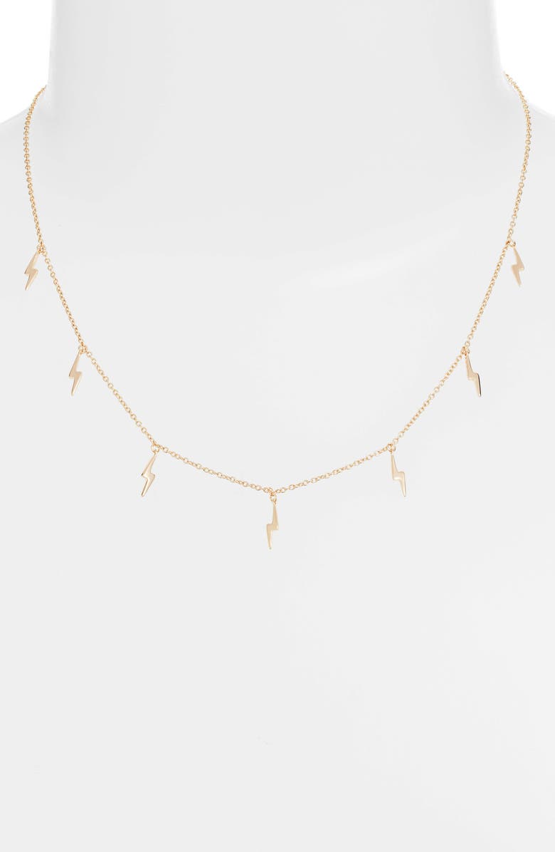 Sterling Forever Lightning Bolt Station Necklace, Alternate, color, 