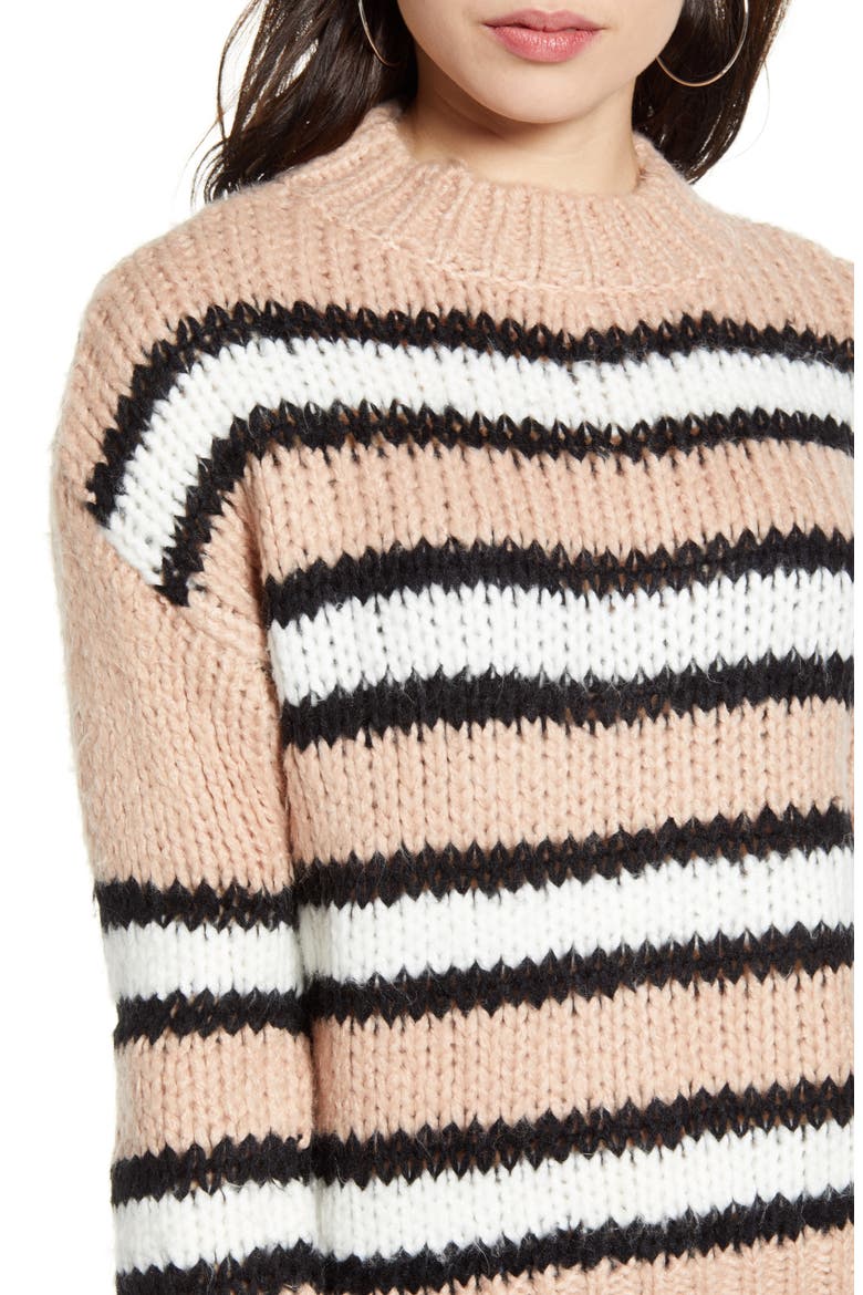 Striped Cozy Sweater, Alternate, color, PINK STRIPE