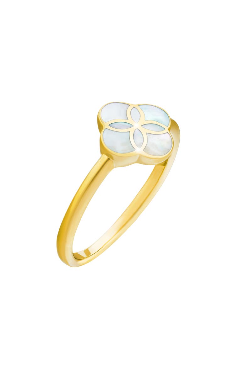 Sterling With 18K Gold Overlay And Gemstones Single Petal Ring, Main, color, WHITE