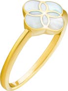 Jan Leslie Sterling With 18K Gold Overlay And Gemstones Single Petal Ring